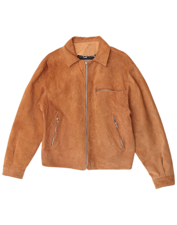 Alan Gordon Γυναικείο Suede Bomber Jacket UK 14 Large Beige Leather