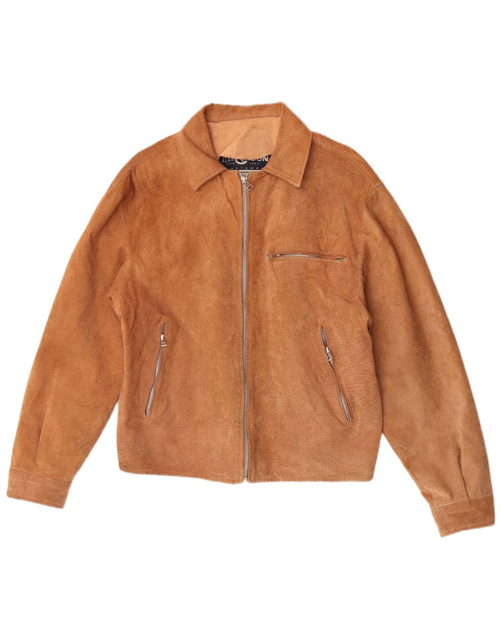 Alan Gordon Γυναικείο Suede Bomber Jacket UK 14 Large Beige Leather