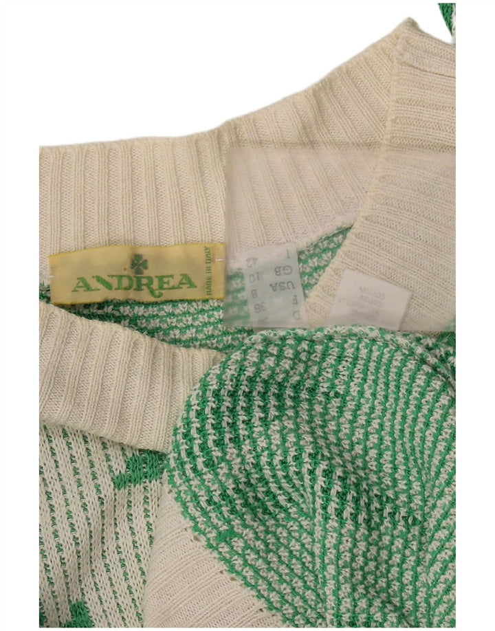 Vintage γυναικείο Crop Boat Neck Jumper UK 10 Small White Acrylic