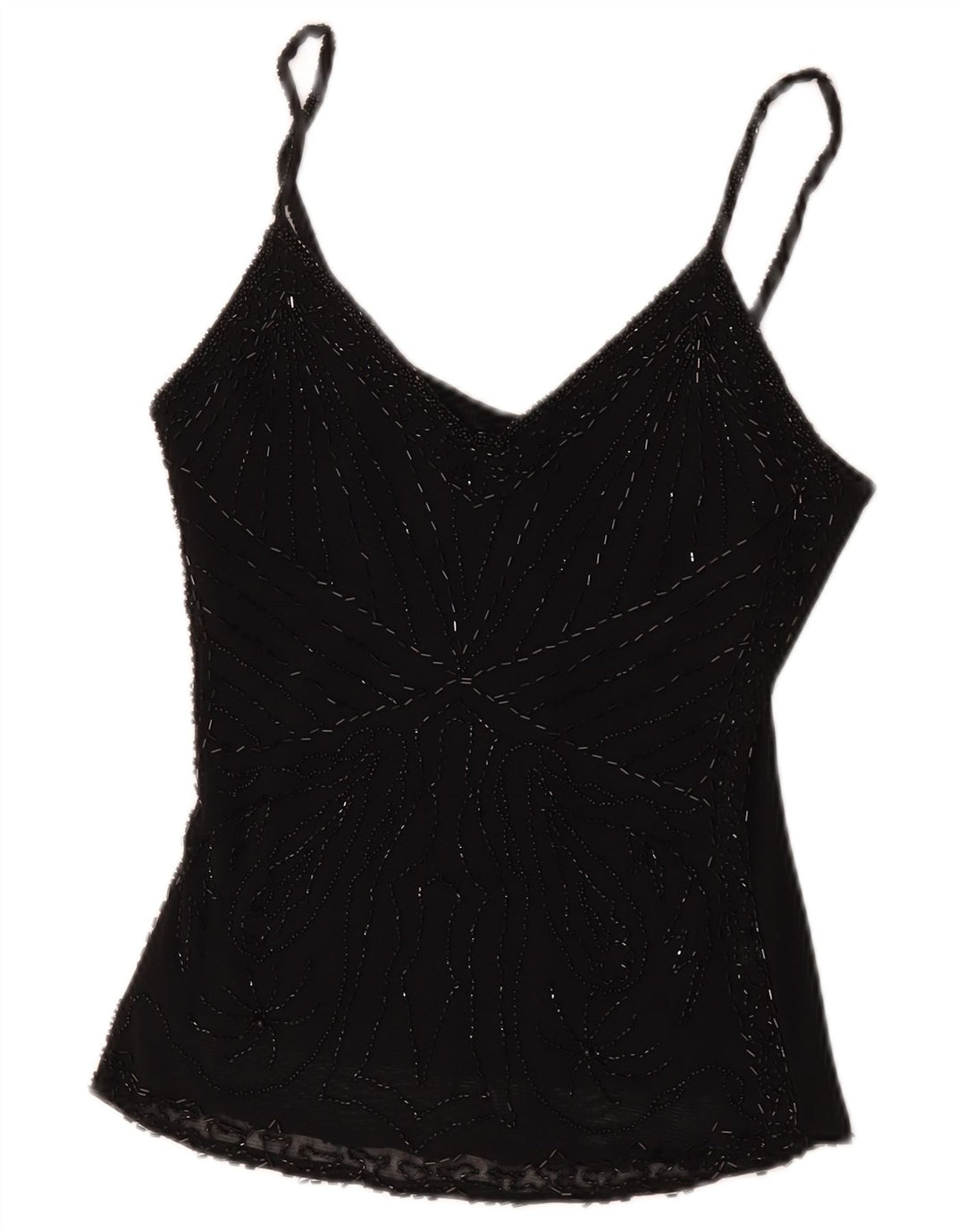 Vintage γυναικείο Cami Top UK 8 Μικρή μαύρη βισκόζη