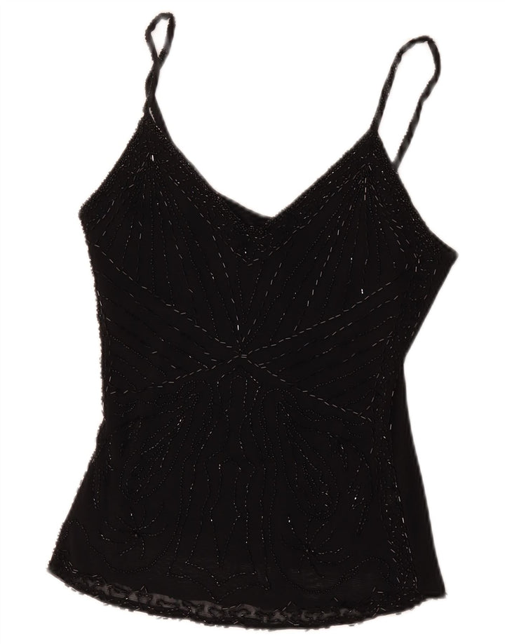 Vintage γυναικείο Cami Top UK 8 Μικρή μαύρη βισκόζη