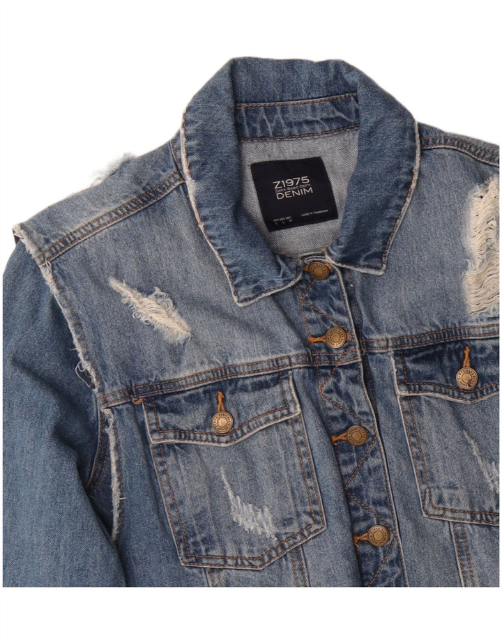 ZARA Γυναικείο τζιν μπουφάν UK 16 Large Blue Cotton