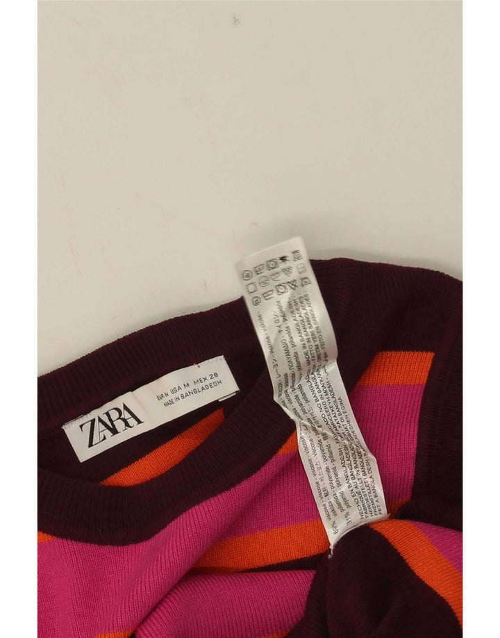 Zara γυναικείο γιλέκο Crop τοπ UK 12 μεσαία πολύχρωμη ριγέ βισκόζη