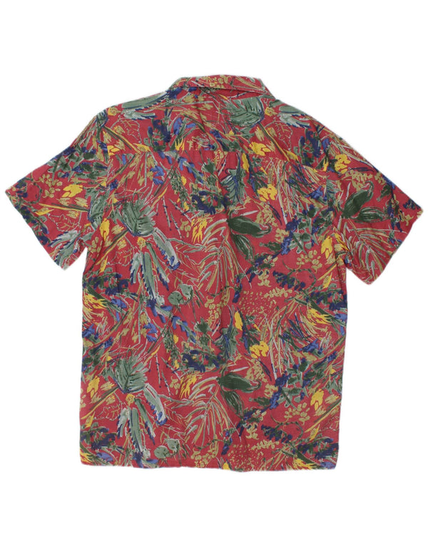 PULL & BEAR Mens Short Sleeve Shirt Medium Pink Floral Cotton