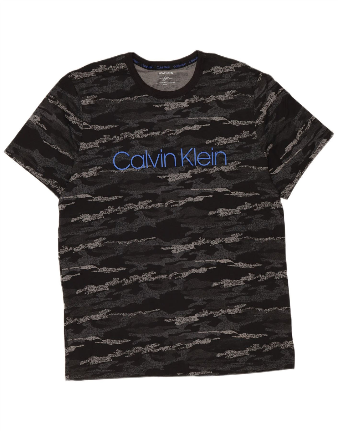 Ανδρικό γραφικό T-Shirt Calvin Klein Τοπ μεσαίο μαύρο βαμβακερό καμουφλάζ