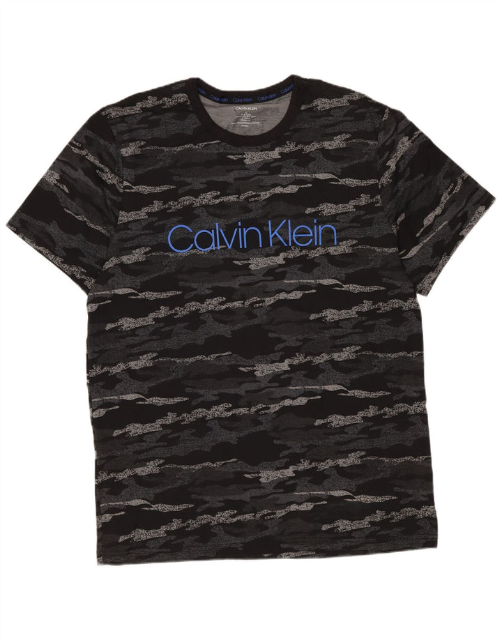 Ανδρικό γραφικό T-Shirt Calvin Klein Τοπ μεσαίο μαύρο βαμβακερό καμουφλάζ