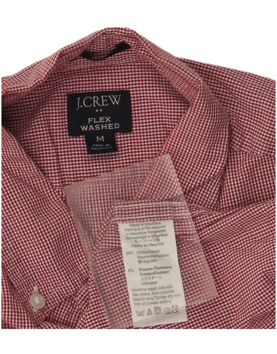 Πουκάμισο J. Crew Mens Flex Washed Slim Μεσαίο κόκκινο βαμβακερό Gingham
