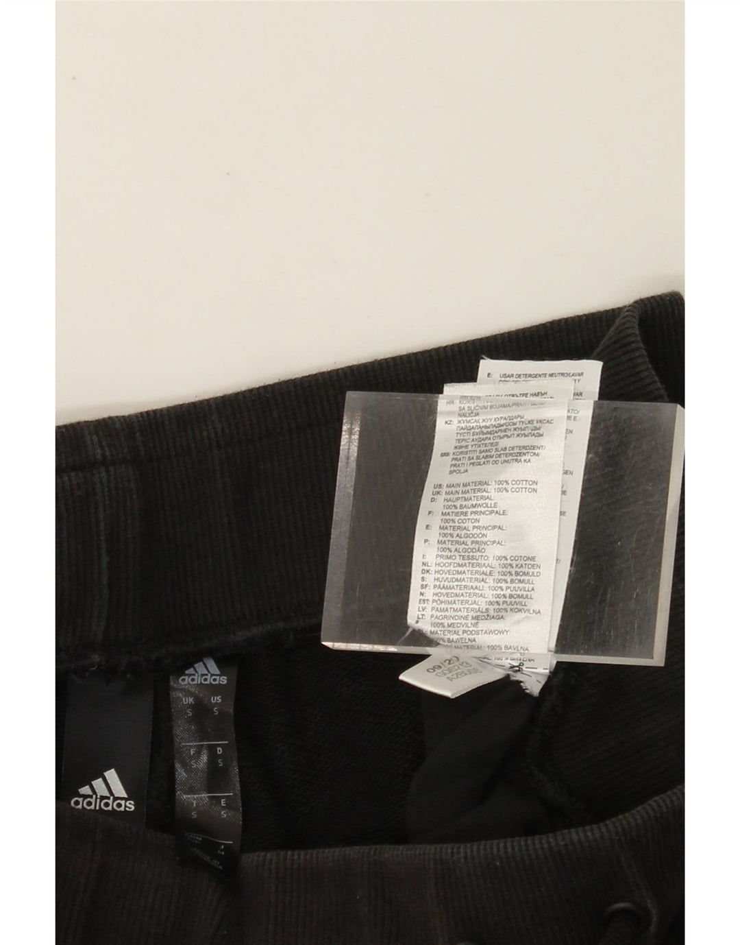 Γυναικεία αθλητική φόρμα ADIDAS γραφικά παντελόνια Joggers UK 10 Small Black Cotton