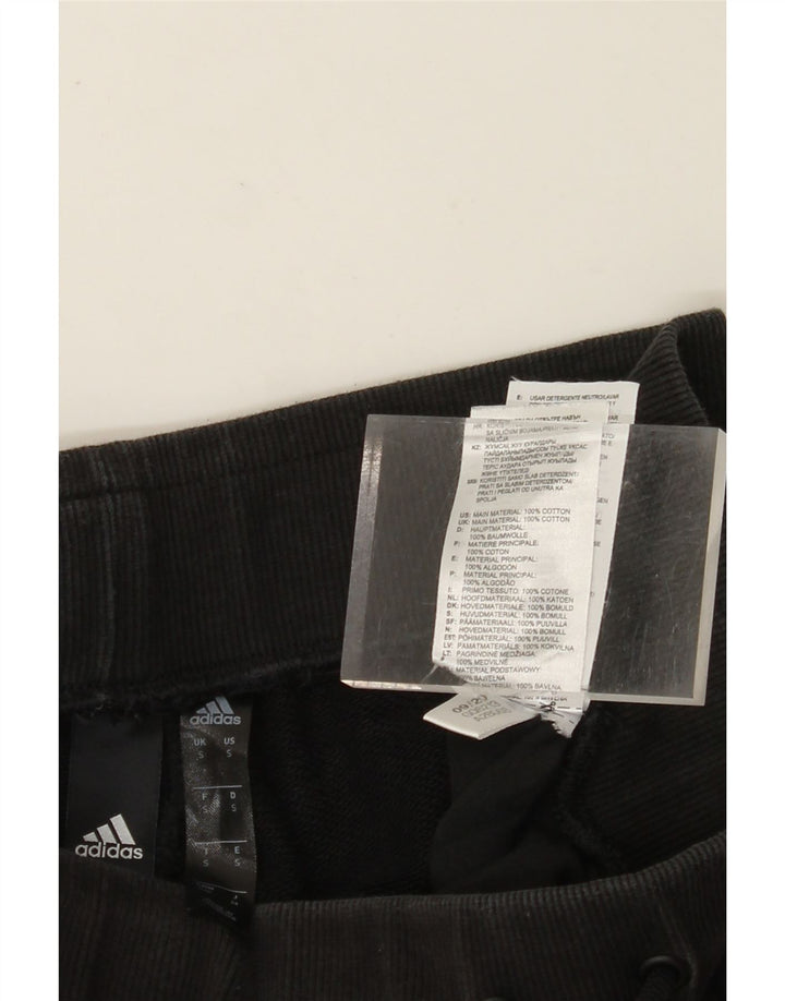 Γυναικεία αθλητική φόρμα ADIDAS γραφικά παντελόνια Joggers UK 10 Small Black Cotton