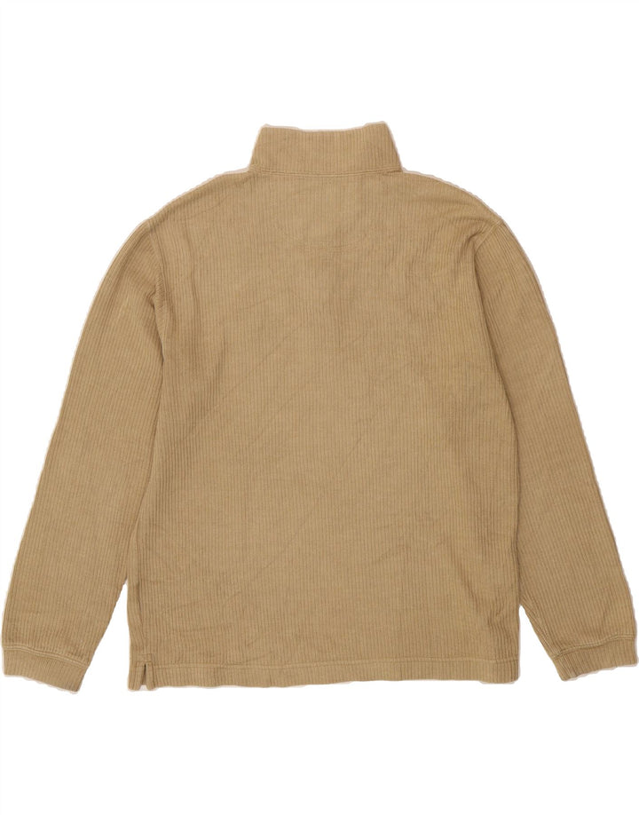 IZOD Mens Zip Neck Top Long Sleeve Medium Beige Cotton Vintage Izod and Second-Hand Izod from Messina Hembry 