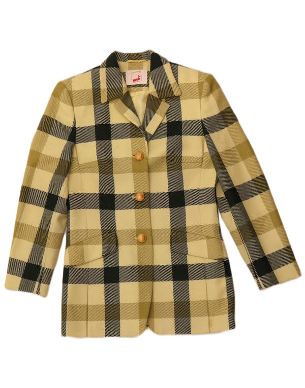 MONDI Γυναικείο μπουφάν σακάκι με 3 κουμπιά EU 34 XS Yellow Check New Wool