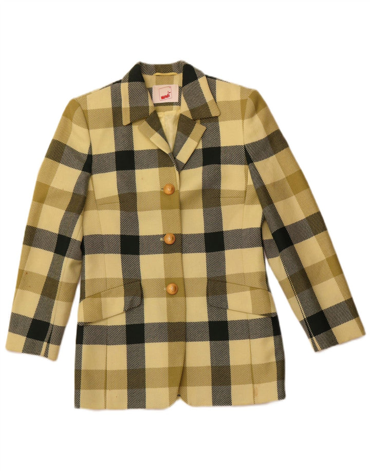 MONDI Γυναικείο μπουφάν σακάκι με 3 κουμπιά EU 34 XS Yellow Check New Wool