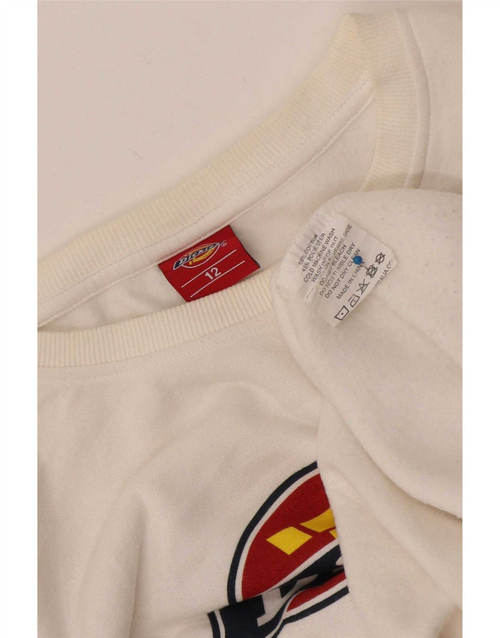 Γραφικό Φούτερ Dickies Boys Jumper 11-12 ετών Λευκό βαμβακερό