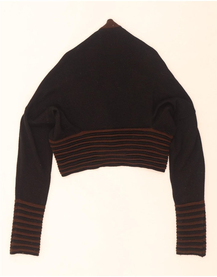 Vintage Γυναικείο Crop Cardigan πουλόβερ IT 44 Medium Μαύρο ριγέ