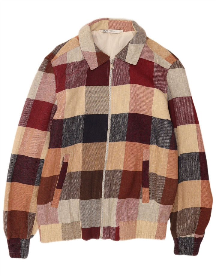 Zara Ανδρικό Bomber Jacket UK 38 Μεσαίο Πολύχρωμο Βαμβακερό Check