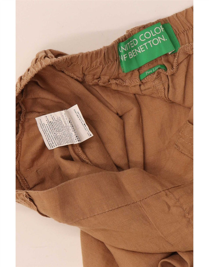 Γυναικείο σορτς Benetton με καρφίτσες casual μεσαίο W32 Μπεζ λινό
