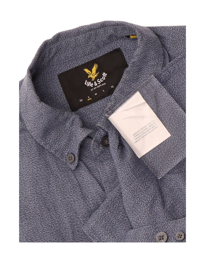 Ανδρικό πουκάμισο Lyle & Scott, μικρό μπλε βαμβακερό