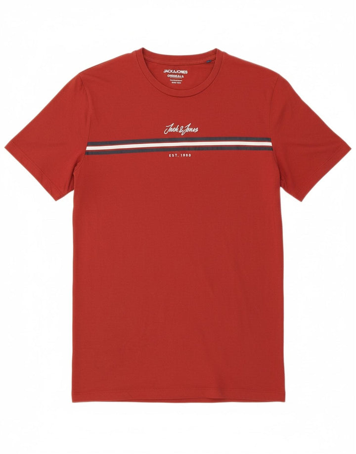 JACK & JONES Mens Graphic T-Shirt Top Large Red Cotton Vintage Jack & Jones and Second-Hand Jack & Jones from Messina Hembry 