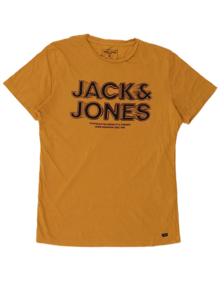 Ανδρικό γραφικό μπλουζάκι Jack & Jones, μεσαίο κίτρινο βαμβακερό