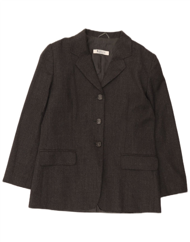 MARELLA Γυναικείο σακάκι 3 κουμπιών UK 14 Medium Grey Wool