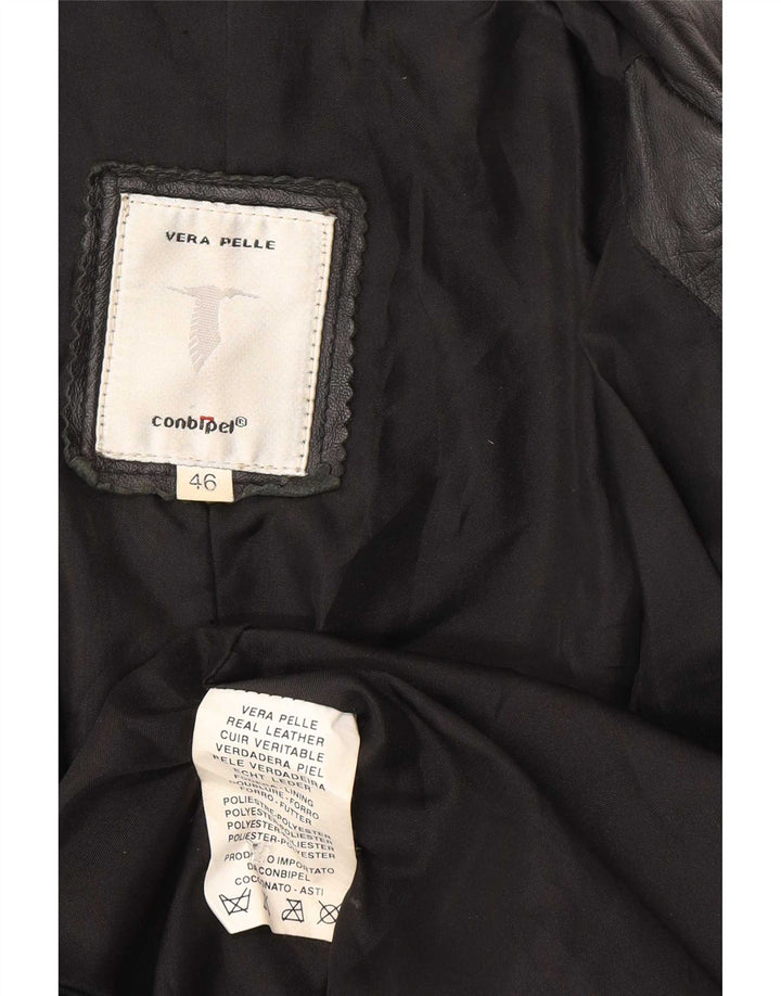 Conbipel Ανδρικό Δερμάτινο Παλτό IT 46 Small Black Leather