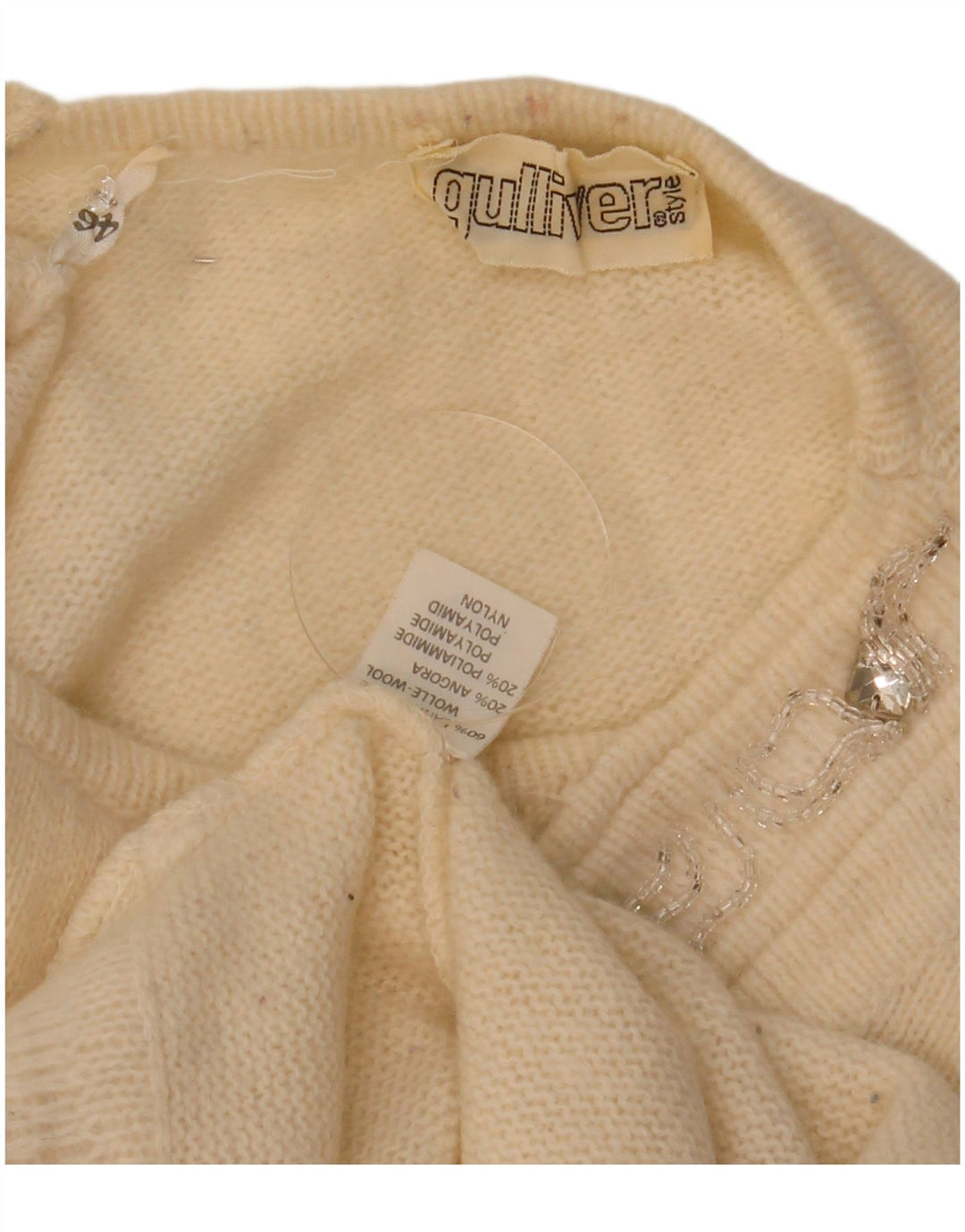 Vintage γυναικείο πουλόβερ με λαιμόκαυστο IT 46 Large Off White Wool