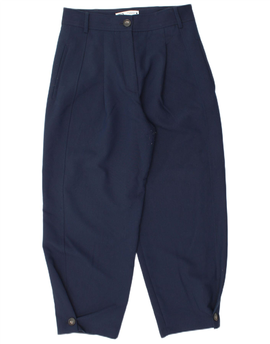 Zara Γυναικείο παντελόνι Chino με καρφίτσες Medium W28 L26 Navy Blue Polyester