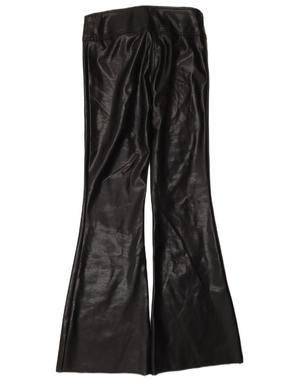 Vintage γυναικείο παντελόνι Flare από συνθετικό δέρμα EU 34 XS W28 L32 μαύρο πολυεστέρα