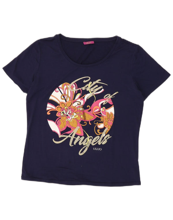 Γυναικείο γραφικό μπλουζάκι LIU JO Top UK 14 Medium Navy Blue Floral
