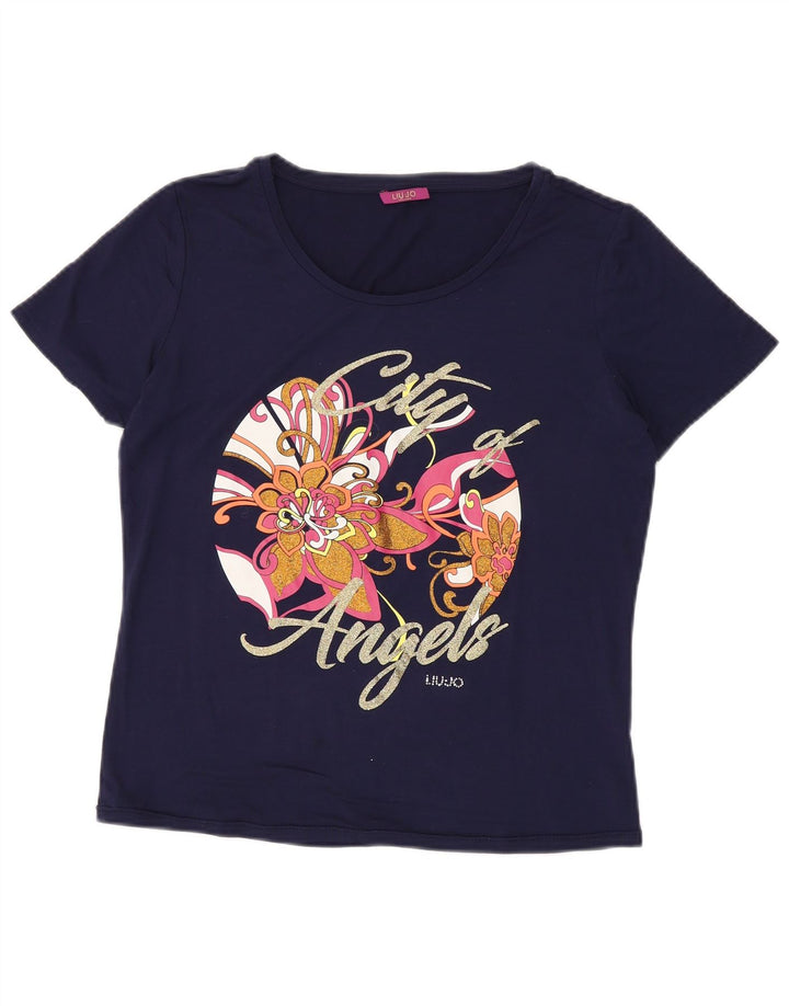 Γυναικείο γραφικό μπλουζάκι LIU JO Top UK 14 Medium Navy Blue Floral