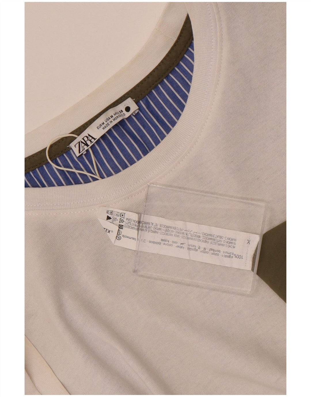 Zara Γυναικεία Μπλούζα Oversized Top UK 14 Medium White Colourblock Βαμβακερό