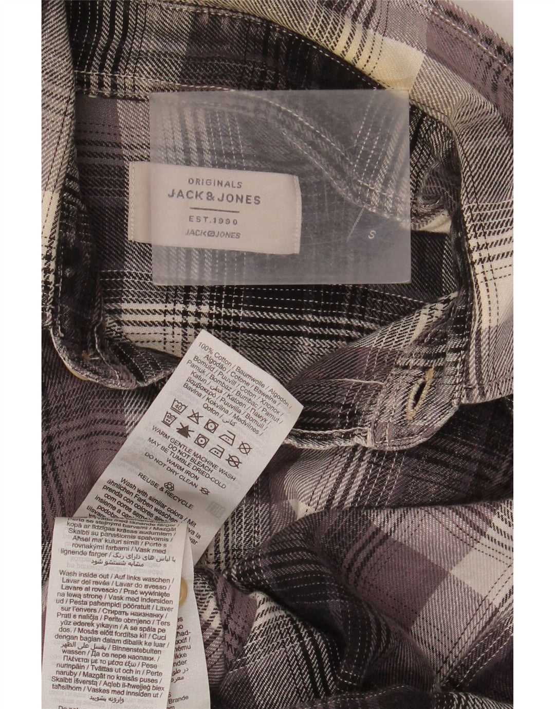 Ανδρικό φανελένιο πουκάμισο Jack & Jones, μικρό γκρι βαμβακερό