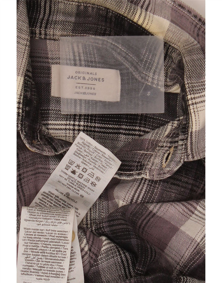 Ανδρικό φανελένιο πουκάμισο Jack & Jones, μικρό γκρι βαμβακερό