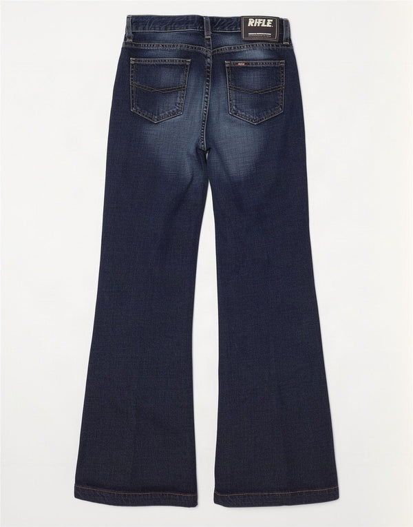 Rifle Womens Acid Wash Flared Jeans W27 L30 Blue Cotton