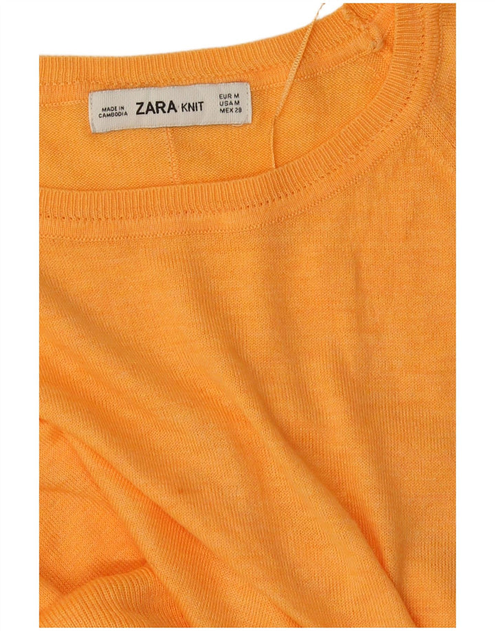 Zara Γυναικείο πουλόβερ με λαιμόκοψη UK 14 Medium Orange