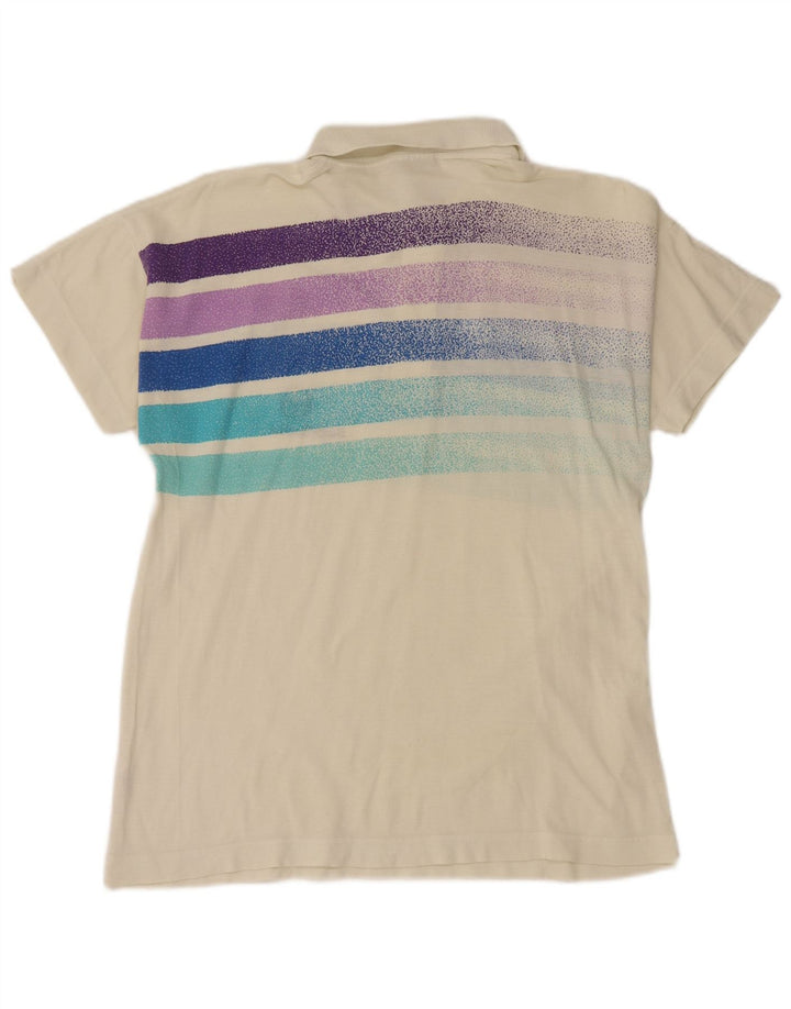 SERGIO TACCHINI Mens Polo Shirt Small Off White Striped Cotton