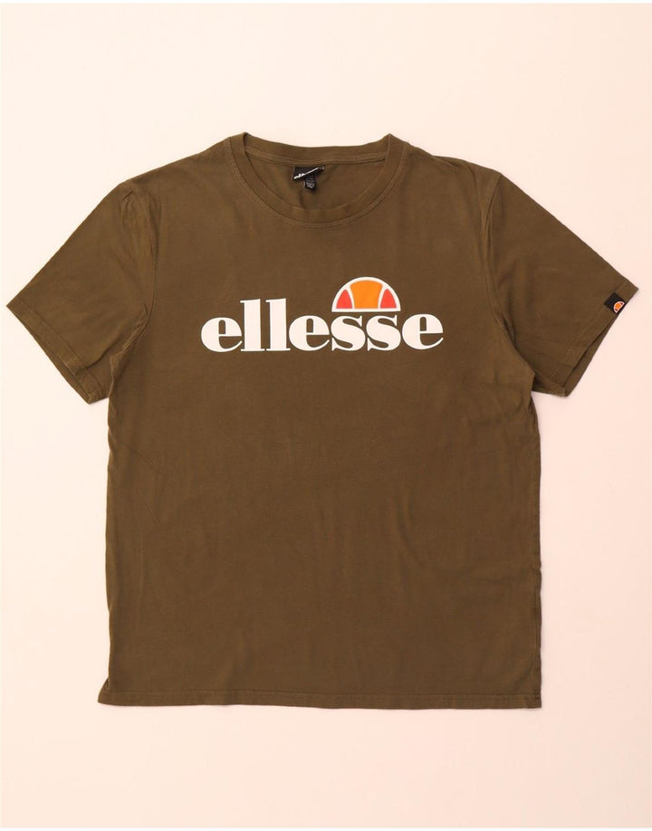 Ανδρικό γραφικό T-Shirt ELLESSE Top XL Χακί Βαμβακερό