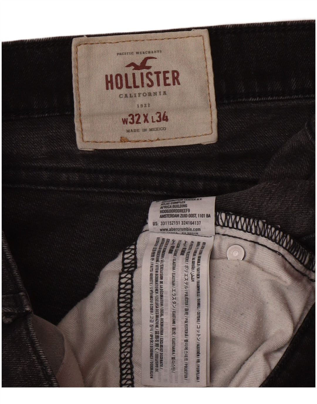 Ανδρικό Skinny Jeans HOLLISTER W32 L34 Μαύρο βαμβακερό