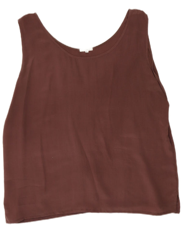 Vintage γυναικεία αμάνικη μπλούζα τοπ UK 18 XL καφέ μετάξι