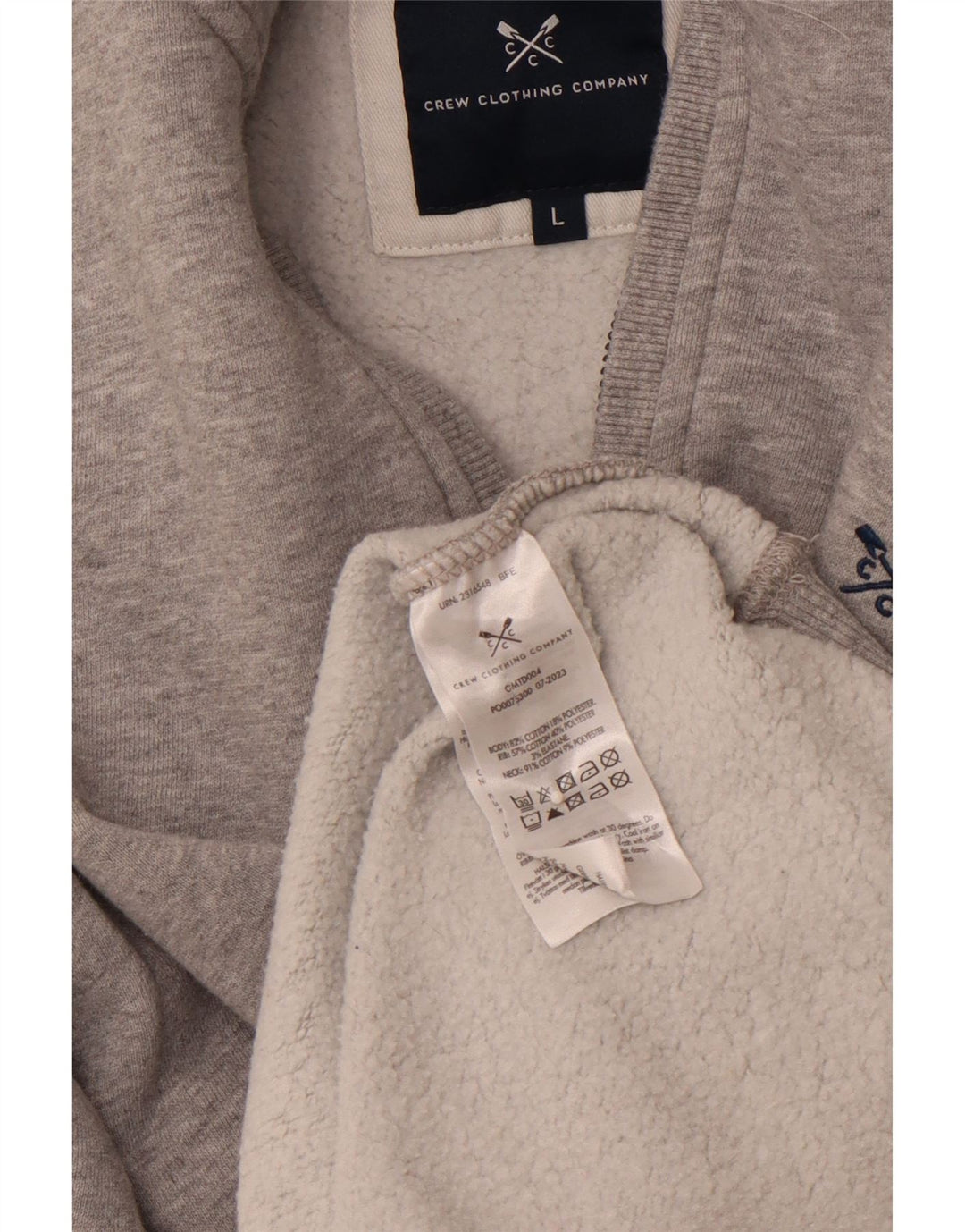 CREW CLOTHING Ανδρικό φούτερ με φερμουάρ Jumper μεγάλο γκρι βαμβακερό