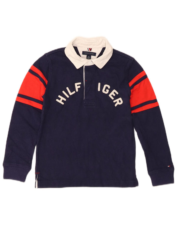 Tommy Hilfiger Boys Graphic Rugby Polo 6-7 Years Small Navy Blue
