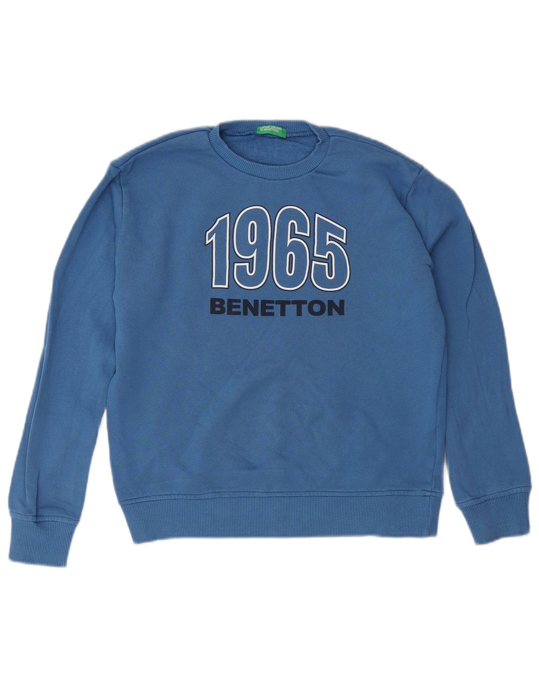 Γραφικό φούτερ Benetton Boys Jumper 8-9 ετών μεγάλο μπλε βαμβακερό