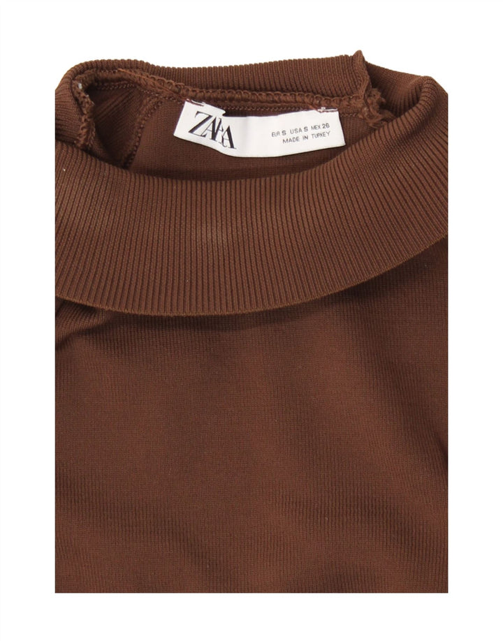 Zara Γυναικείο πουλόβερ με λαιμόκοψη χελώνας UK 10 Small Brown