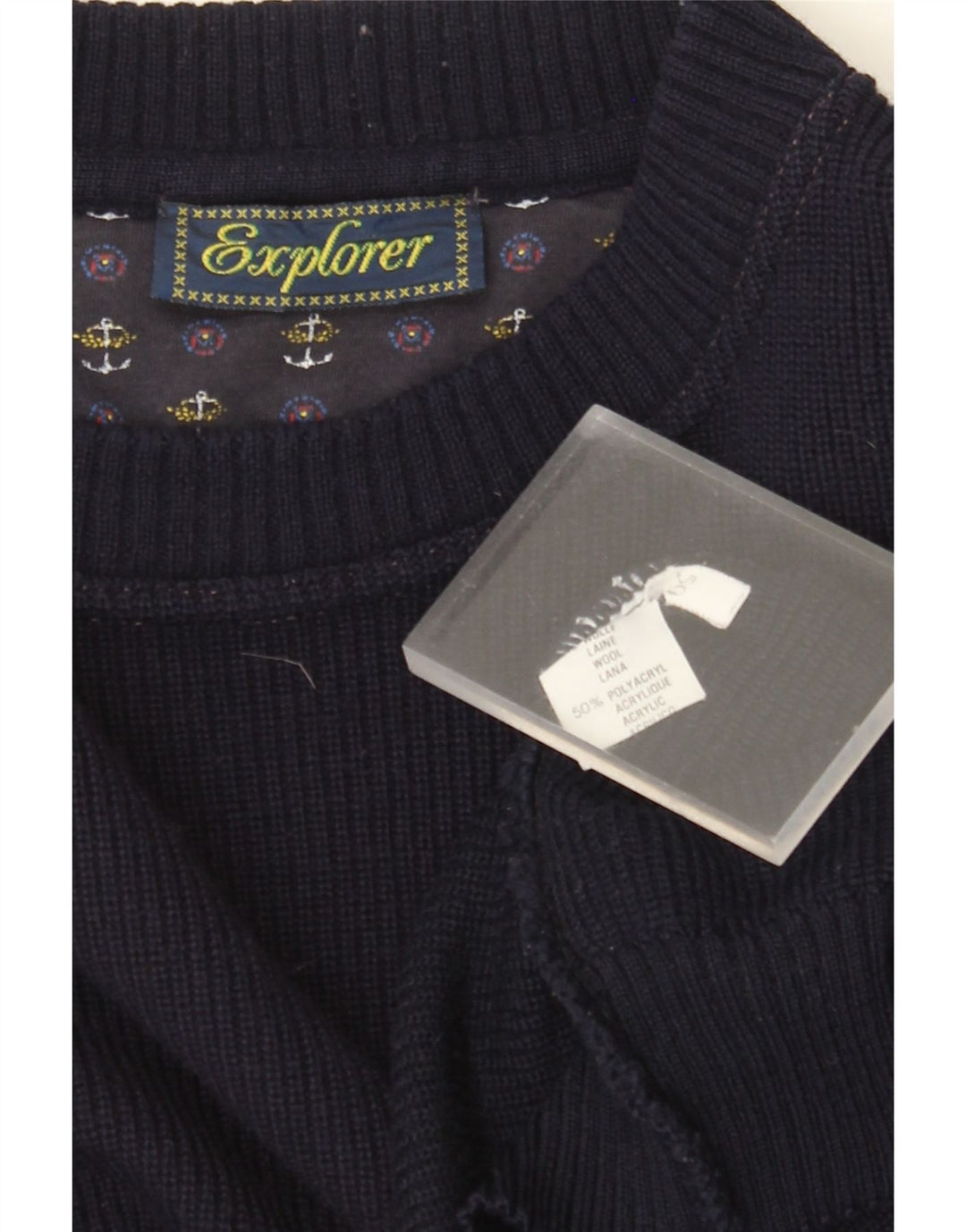 Explorer Ανδρικό πουλόβερ με λαιμόκοψη IT 50 Medium Navy Blue Wool