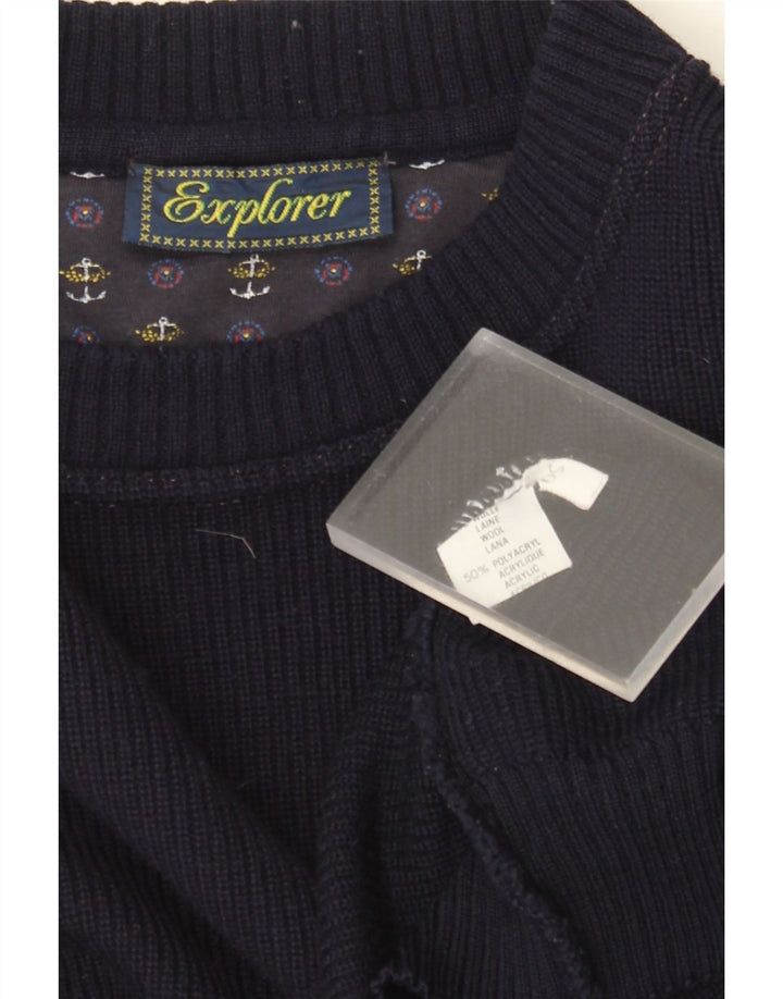 Explorer Ανδρικό πουλόβερ με λαιμόκοψη IT 50 Medium Navy Blue Wool