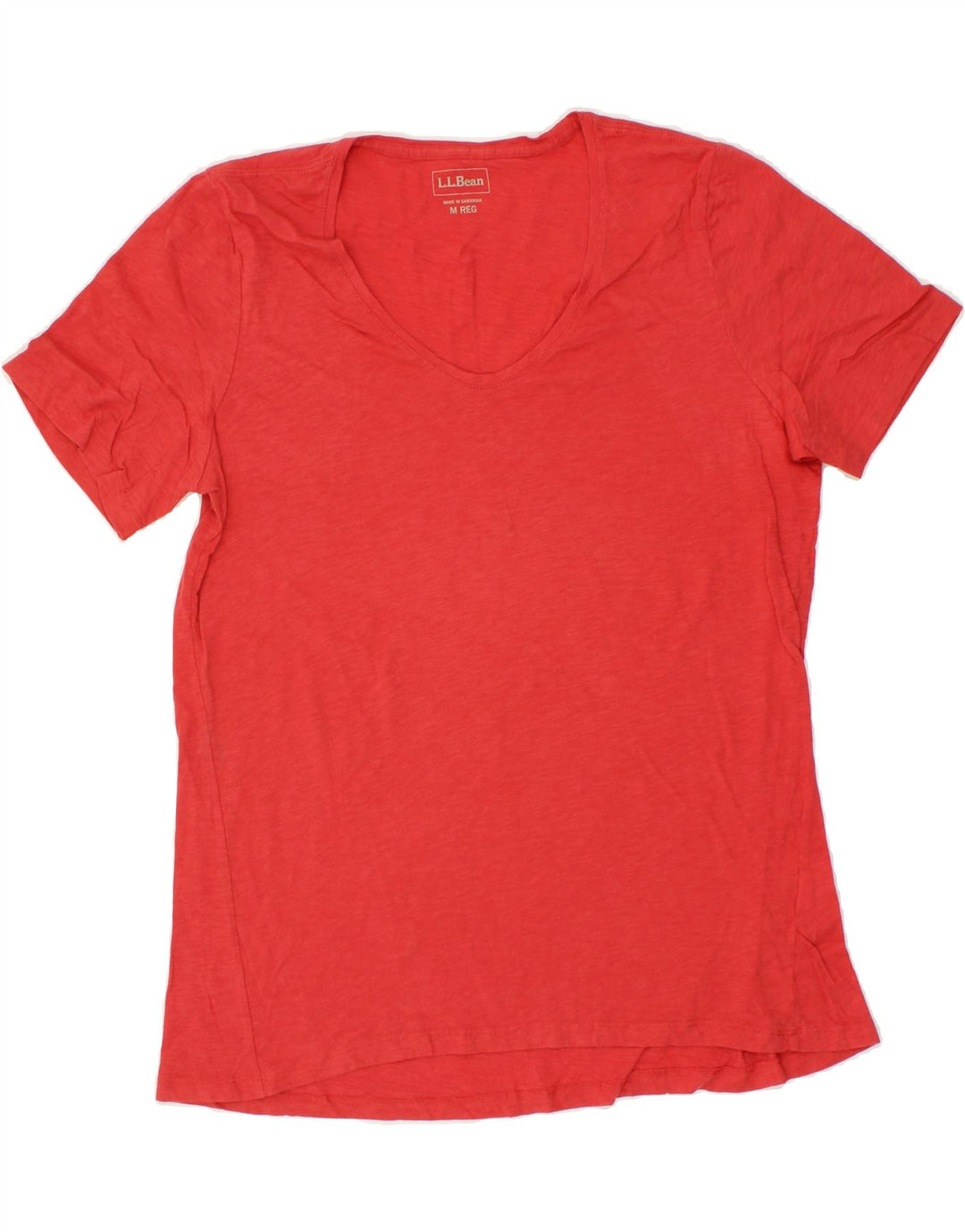 L.L.BEAN Womens T-Shirt Top UK 14 Medium Red Cotton Vintage L.L.Bean and Second-Hand L.L.Bean from Messina Hembry 
