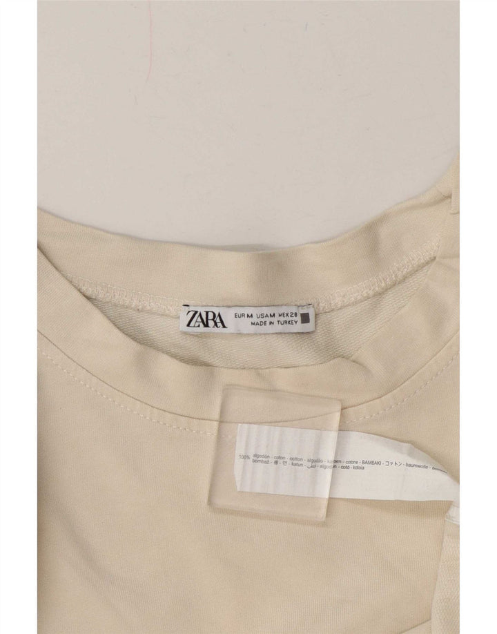 Zara Γυναικείο Φούτερ με γραφικό μεγάλο μέγεθος Jumper UK 14 Medium White Floral