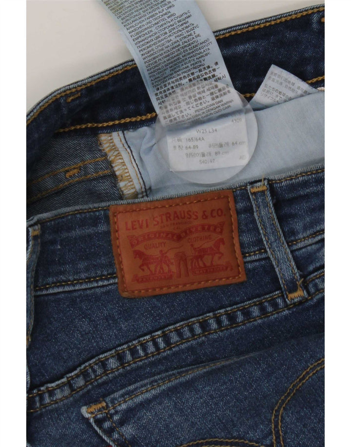 Levi's Womens 714 Straight Jeans W25 L34 Blue Cotton