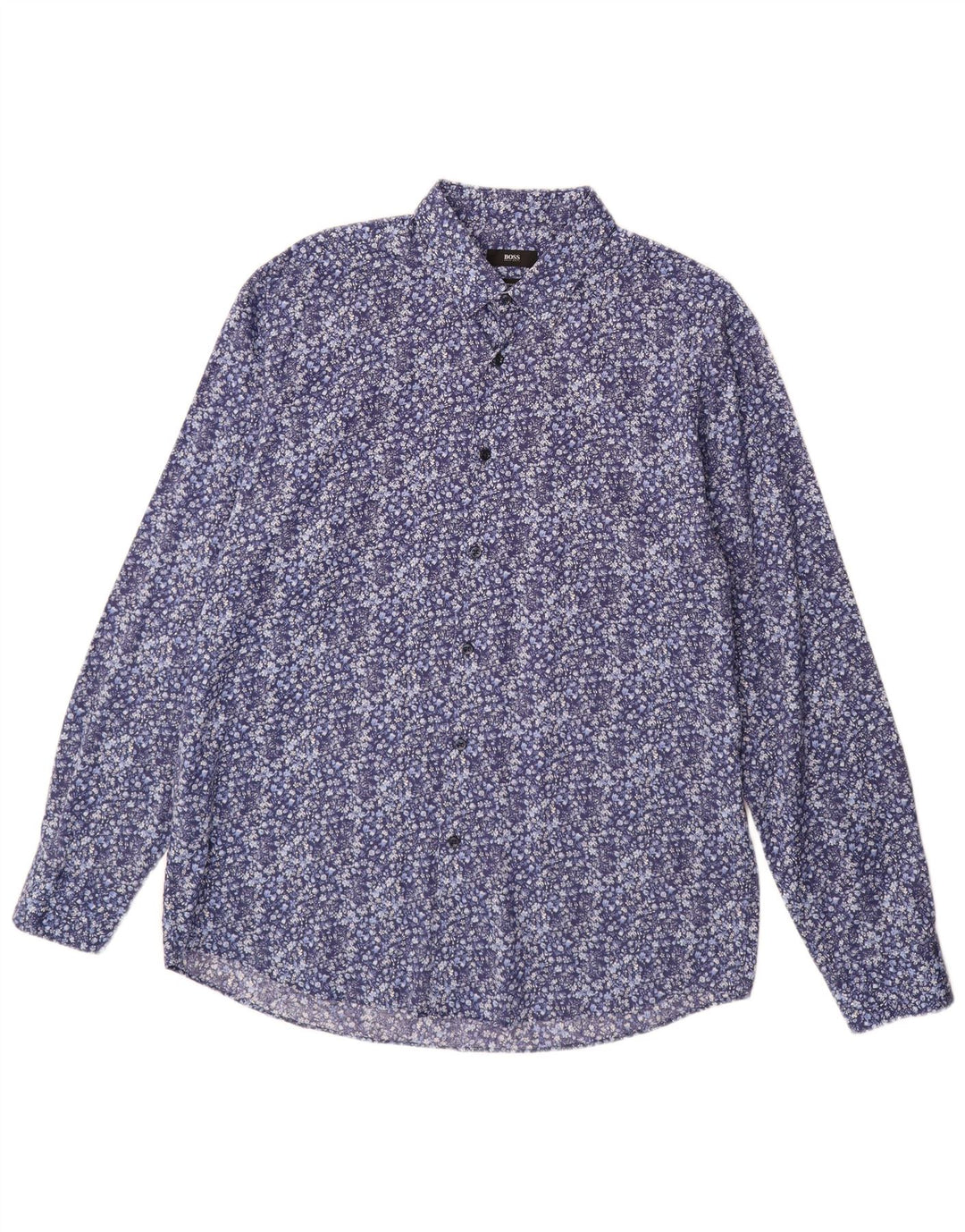 Ανδρικό πουκάμισο Hugo Boss Regular Fit, μέγεθος 43 17 XL Μπλε φλοράλ βαμβακερό