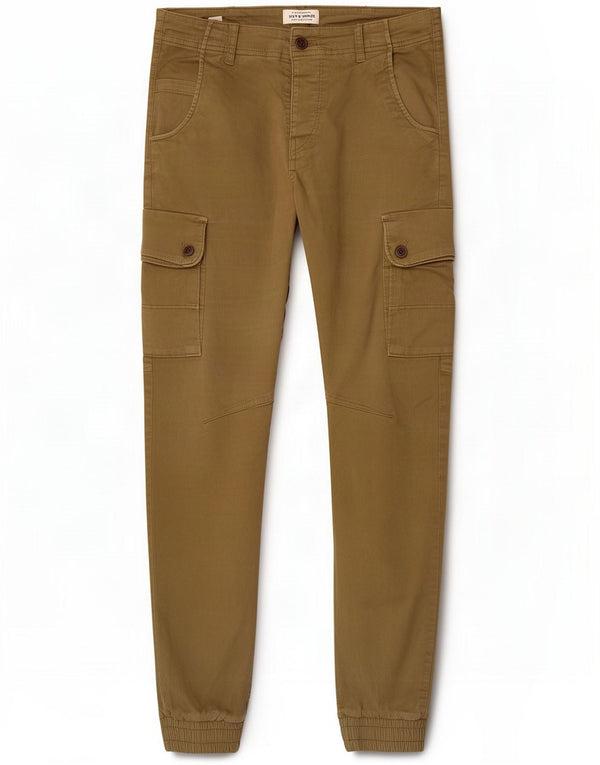 Jack & Jones Mens Joggers Cargo Παντελόνι W32 L30 Χακί Βαμβακερό